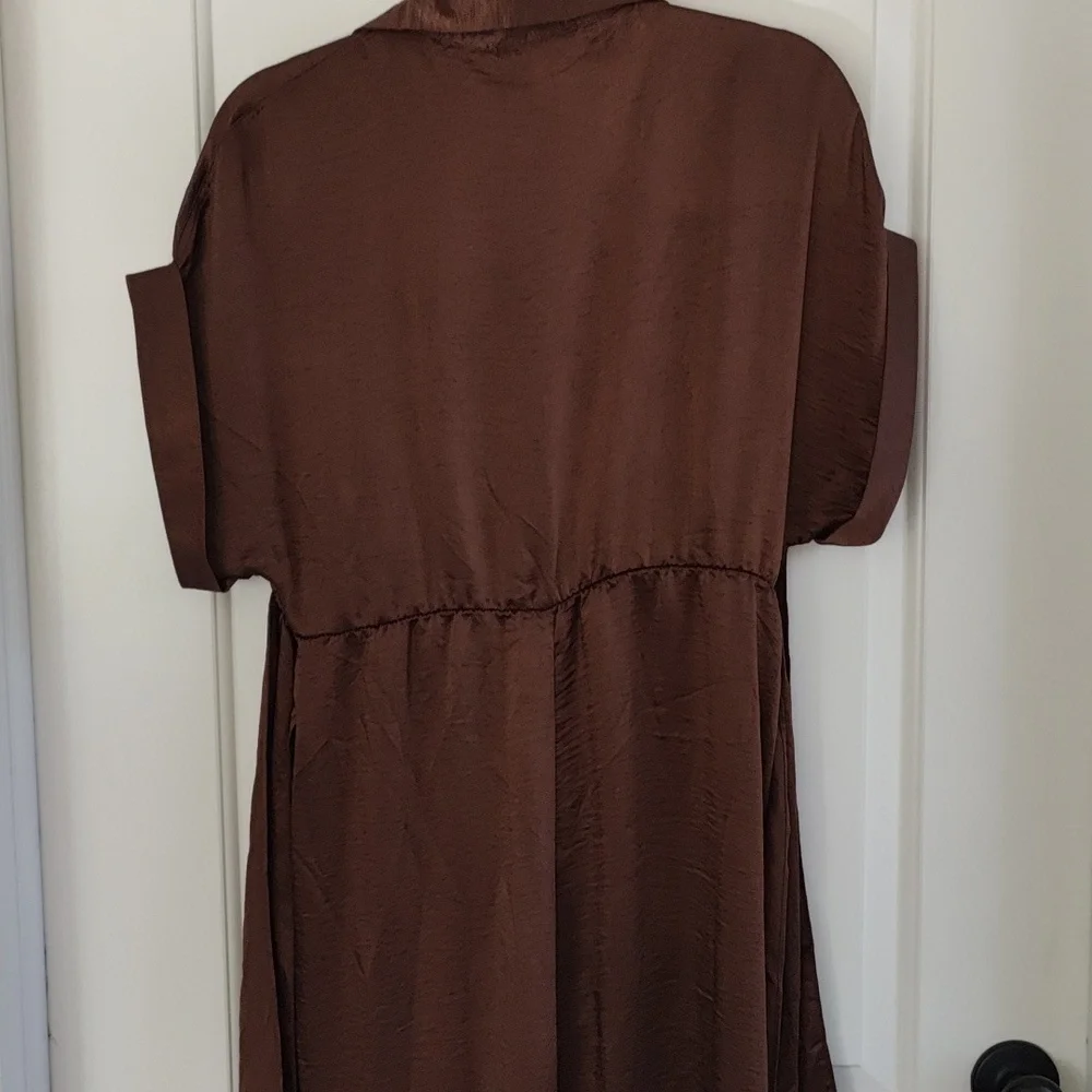 NWOT Steve Madden Elegant Brown Shirt Dress - Picture 6 of 7
